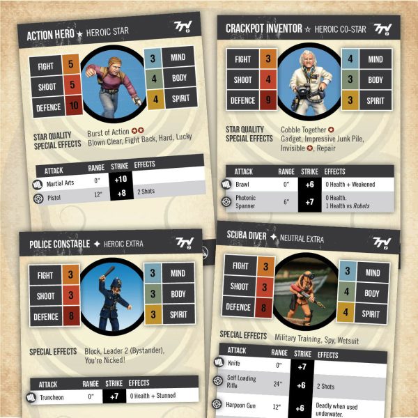 Crooked Dice - 7TV 2nd Edition - Inch High Spy-Fi - Hero Profile Cards