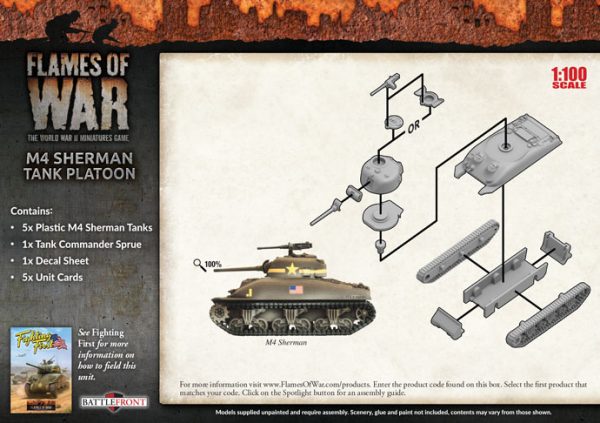 Battlefront - Flames of War WWII - US - M4 Sherman Tank Platoon (UBX55) - Image 2