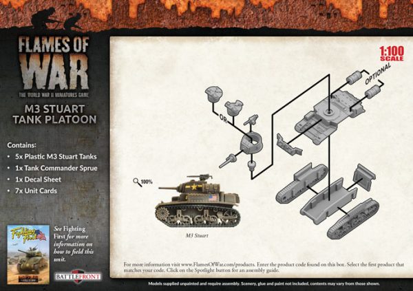 Battlefront - Flames of War WWII - US - M3 Stuart Tank Platoon (UBX56) - Image 2