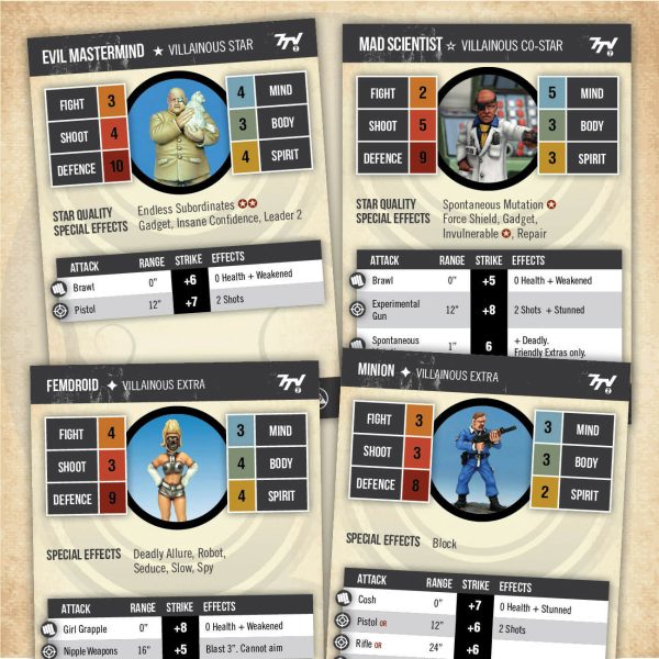 Crooked Dice - 7TV 2nd Edition - Inch High Spy-Fi - Villains Profile Cards