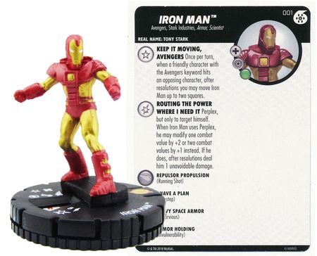 WizKids - Heroclix Singles - Marvel - Avengers Infinity - Fast Forces - Iron Man #1 Fixed Rarity (Miniature & Card)