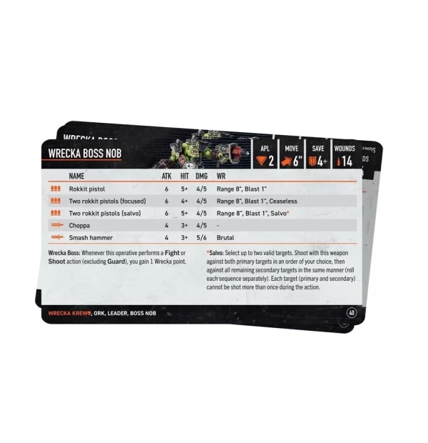 Games Workshop - Warhammer 40k - Kill Team - Orks - Wrecka Krew - Data Cards - Image 4