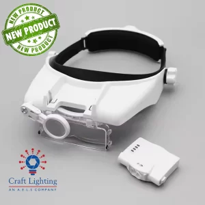 Craft Lighting - Mimas - Head Mounted Magnifier with Rechargeable LED Light 1X to 14X